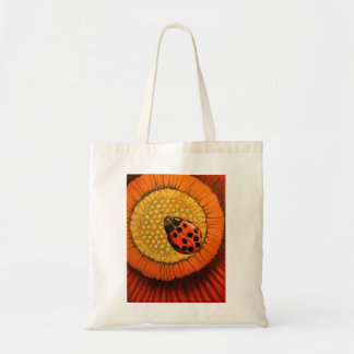 Tote Bag Rouge Ladybug Sur Fleur