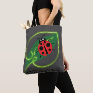 Tote Bag Rouge mignonne coccinelle Vert Amour Feuil enfant