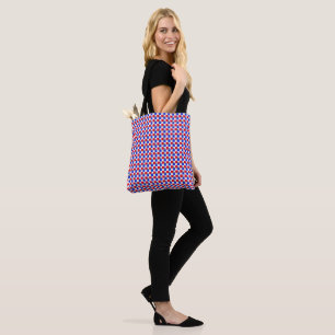 Tote Bag Rouge noir blanc & bleu géométrique motif esthétiq