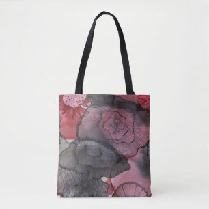 Tote Bag Rouge/noir Fourre-tout floral