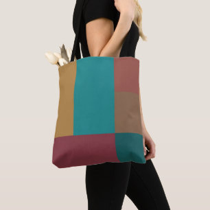 Tote Bag Rouge or rouille Turquoise Bloc de couleur