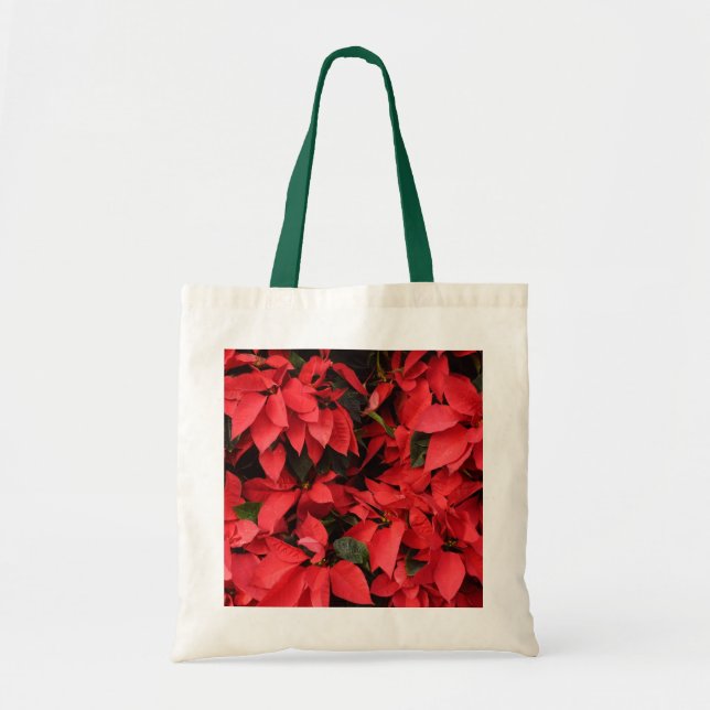 Tote Bag Rouge Poinsettias II Noël Fête Florale (Devant)