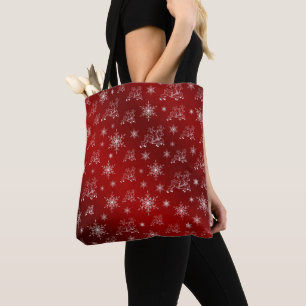 Tote Bag rouge,renne, étoile, étoiles, flocon de neige, Noë