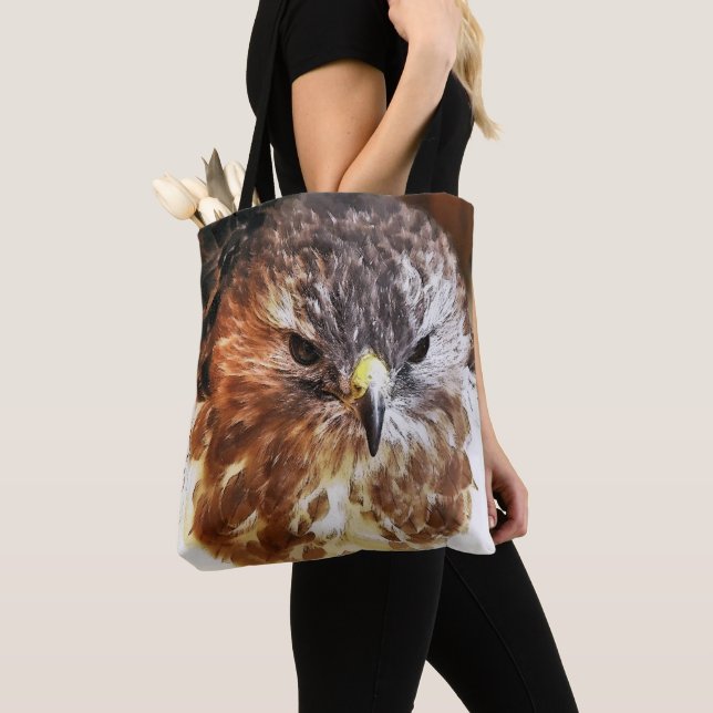 TOTE BAG ROUGE TAILLÉ HAWK (De près)