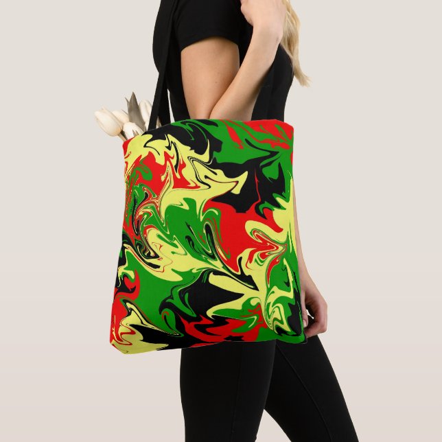 Tote Bag Rouges, Jaunes, Noires et Vertes (De près)