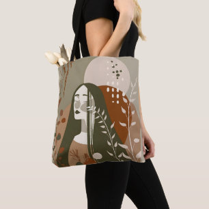 Tote Bag Rouille verte Tan Femme Empowering Abstraite