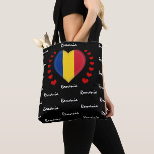 Tote Bag Roumanie Drapeau et Coeur, mode/sport du drapeau r