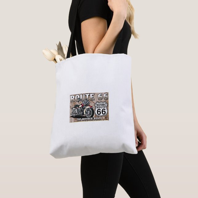 TOTE BAG **ROUTE 66 À L'AVANT PUIS NOIR À L'ARRIÈRE** (De près)