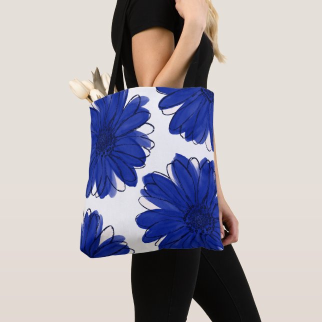 Tote Bag Royal Blue Daisies (De près)