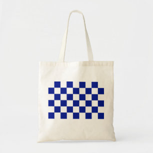 Tote Bag Royal Blue et White À damiers Motif