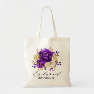 Tote Bag Royal violet violet or Floral Mariage botanique