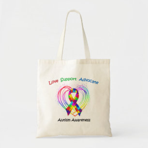 Tote Bag Ruban d'autisme sur le coeur
