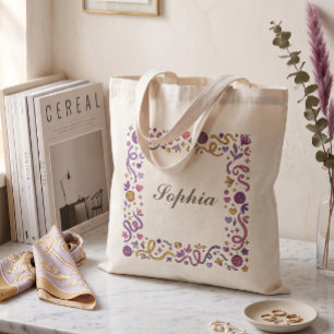 Tote Bag Ruban de célébration fantaisiste et cadre scintill