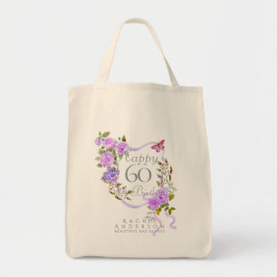 Tote Bag Ruban de Rose Violette 60ème Anniversaire