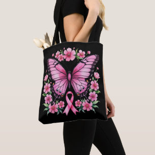 Tote Bag Ruban de sensibilisation au cancer du sein Papillo