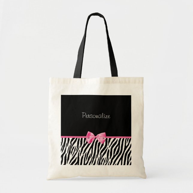 Tote Bag Ruban noir et blanc à la mode de rose d'impression (Devant)