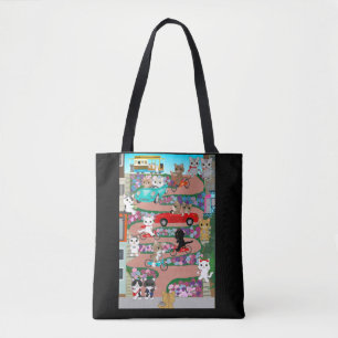 Tote Bag Rue de Lombard avec Peko le chat blanc
