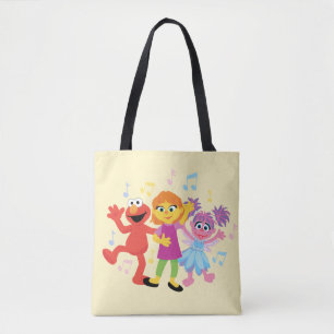 Tote Bag Rue Sésame   Julia, Elmo & Abby Dancing