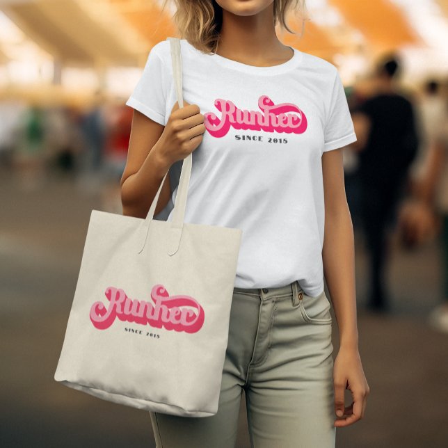 Tote Bag Runher Runher Runher Pink Bold Retro Font Motivati (Créateur téléchargé)