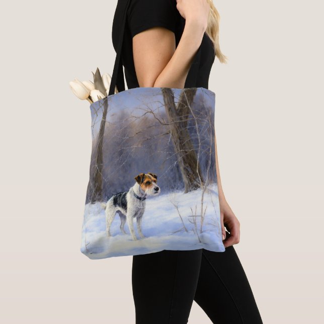 Tote Bag Russell Terrier Laisser neiger Noël (De près)
