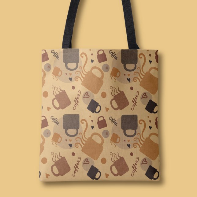 Tote Bag Rustic Coffee Love - Mug and Heart Motif (Créateur téléchargé)