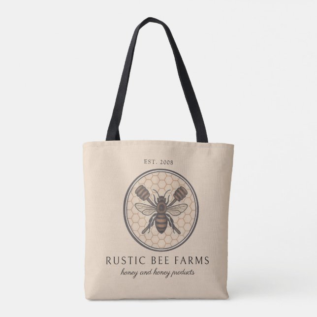 Tote Bag Rustic Honey Bee Beekeeper Apiary (Dos)