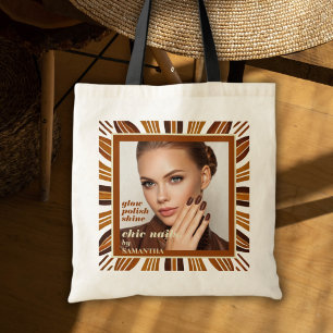 Tote Bag Rustic Nail Salon Business Photo Social & QR Code