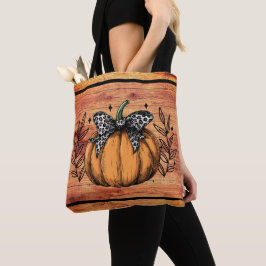 Tote Bag Rustic Pumpkin Fall Foliage