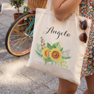 Tote Bag Rustic Sunflower Wedding Bridesmaid Personalized