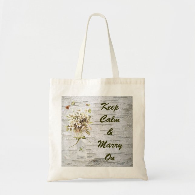 Tote Bag rustique fleur sauvage blanc bouleau mariage (Devant)