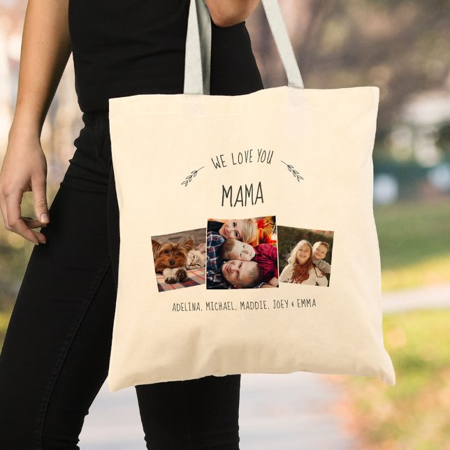 Tote Bag Rustique moderne NOUS VOUS AIMONS MAMA Photo Colla (Créateur téléchargé)