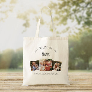 Tote Bag Rustique NOUS VOUS AIMONS NANA Grand-mère Collage 
