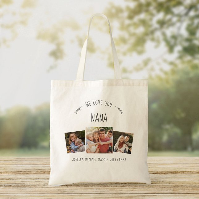 Tote Bag Rustique NOUS VOUS AIMONS NANA Grand-mère Collage  (Créateur téléchargé)