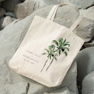Tote Bag Rustique Tropical Beach Palm Tree Watercolor Maria