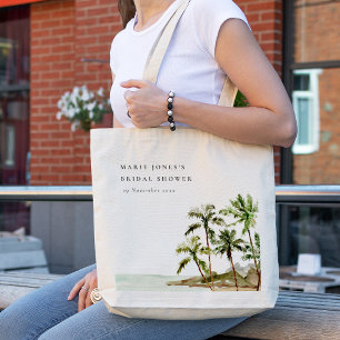 Tote Bag Rustique Tropical Palm Tree Beach Sand Fête des ma