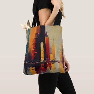 Tote Bag Rythme Vertical Urbain – Ville Abstraite