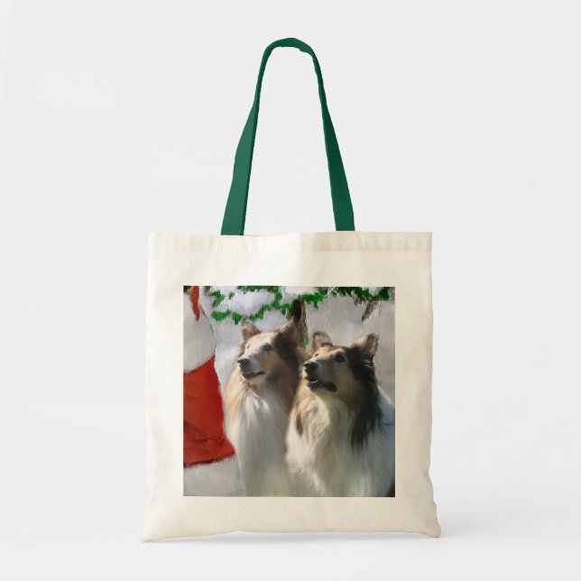 Tote Bag Sable Rough Collie Cadeaux de Noël (Devant)