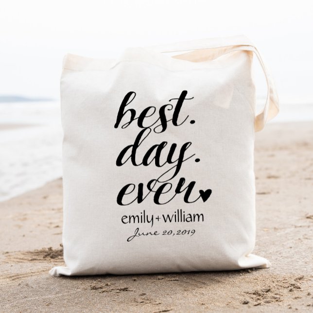 Tote Bag Sacoche de bienvenue du Mariage "Meilleur Jour", F (Créateur téléchargé)