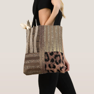 Tote Bag Safari Chic Jungle Glam Moderne Étincelle Lionne