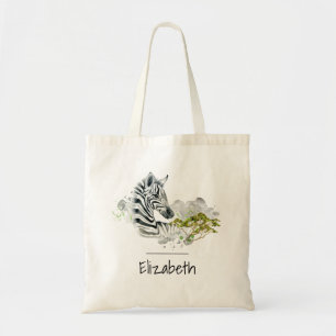 Tote Bag Safari Zebra Wild Animal Exotique En Aquarelles