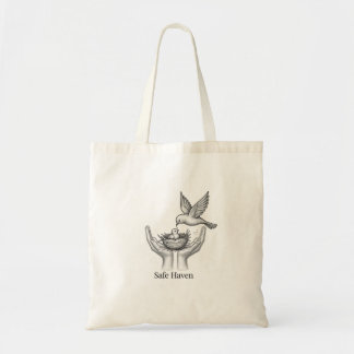 Tote Bag Safe Haven - Oiseau dans les mains humaines Art de