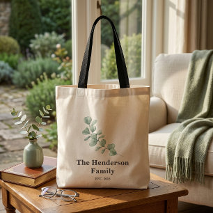 Tote Bag Sage Vert Luxe Famille Établie