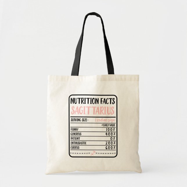Tote Bag Sagittarius Nutrition Fact // Nouveauté amusante Z (Devant)