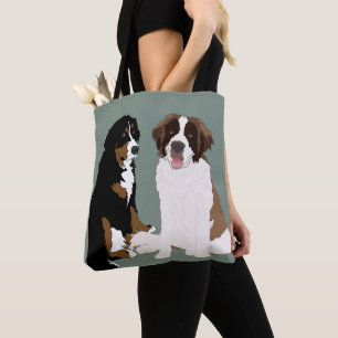 Tote Bag Saint Bernard et Bernese Mountain Dog