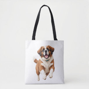 Tote Bag Saint Bernard Joyeux Joueur Jouer Jouer Jumping En