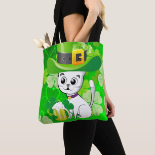 Tote Bag Saint Patrick's Day Cat Beer Tasche