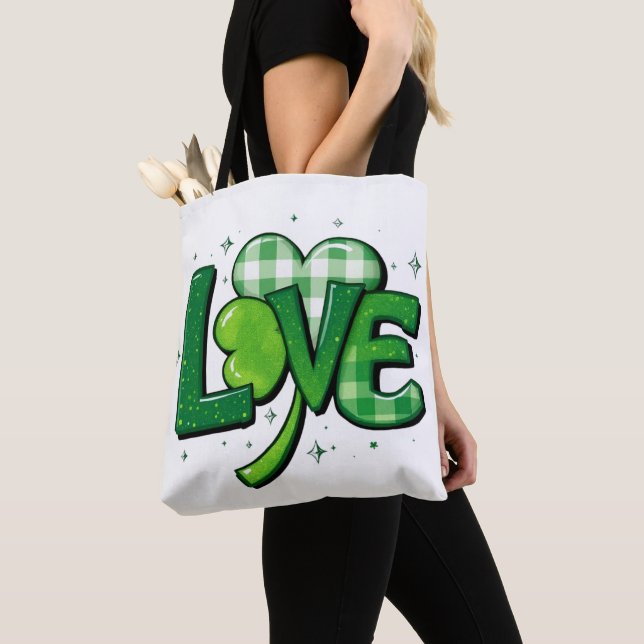 Tote Bag Saint Patrick's Day Clover Love Charm (De près)