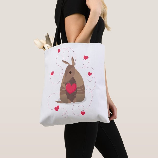 Tote Bag Saint Valentin Coeur Texas Armadillo (De près)