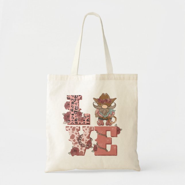 Tote Bag Saint Valentin Cowboy Gnome (Devant)