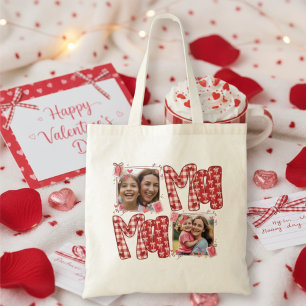 Tote Bag Saint-Valentin Photo de maman et d'enfant à carrea